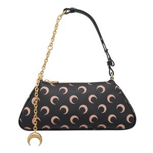 MARINE SERRE Moon Core Crescent Print Canvas Clutch Gold Chain Shoulder Bag
